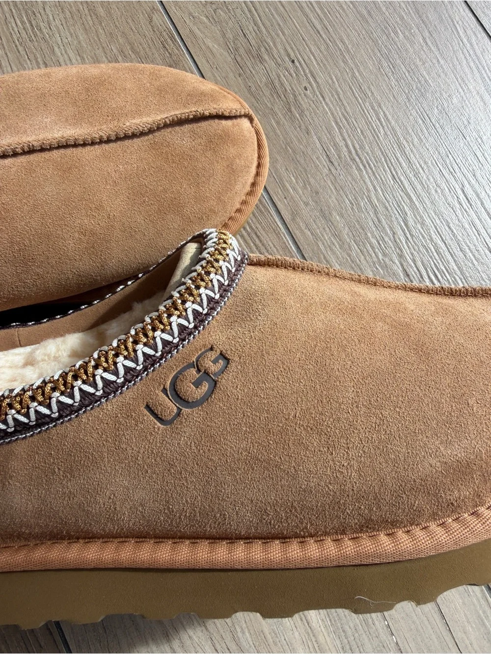 UGG Tasman II Chestnut Brown Sheepskin-Lined Slip-On Mule 13 NWT